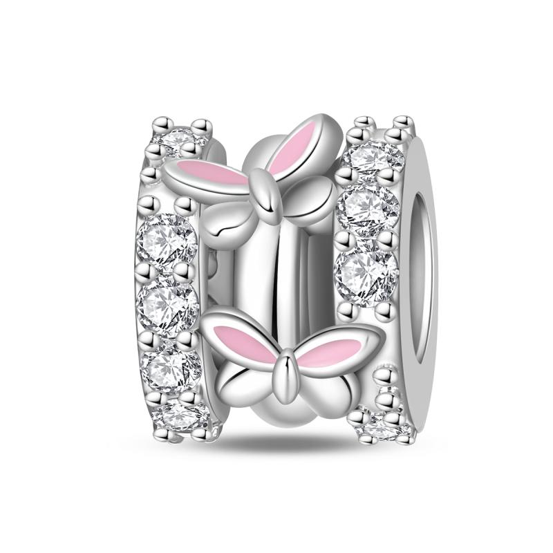 Copper Rubik'S Cube Pet Cat Charm Pink Cz Beads Dangle Pendant Fit Original Charms Bracelets Women Diy Jewelry Gift