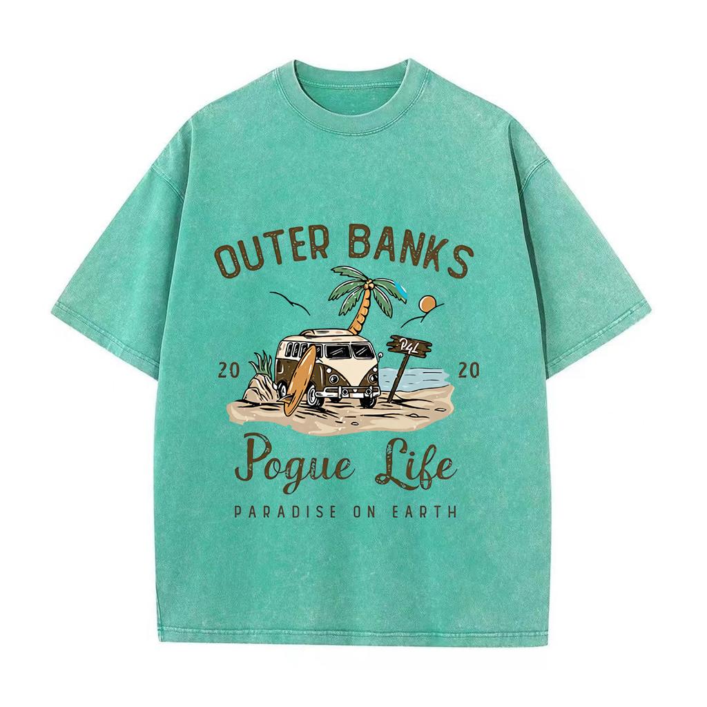 Ретро стираная винтажная футболка рукава наружные банки хлопковая футболка графический аниме принт пуловер мужская хлопковая футболка женская одежда