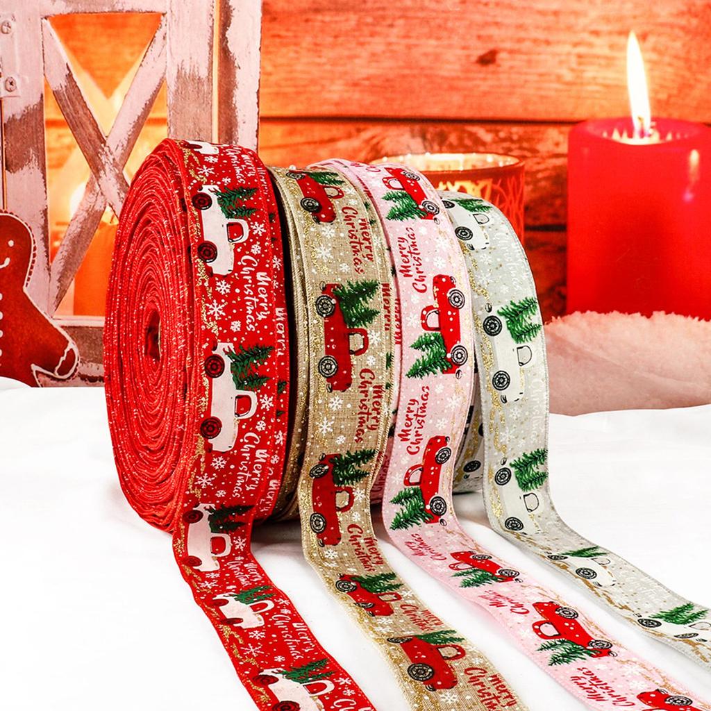 DIY Ribbon Excellent Festive Safe Christmas DIY Ribbon Xmas Tree Shiny Printed Decoration Ribbon Decoration Ribbon for Home