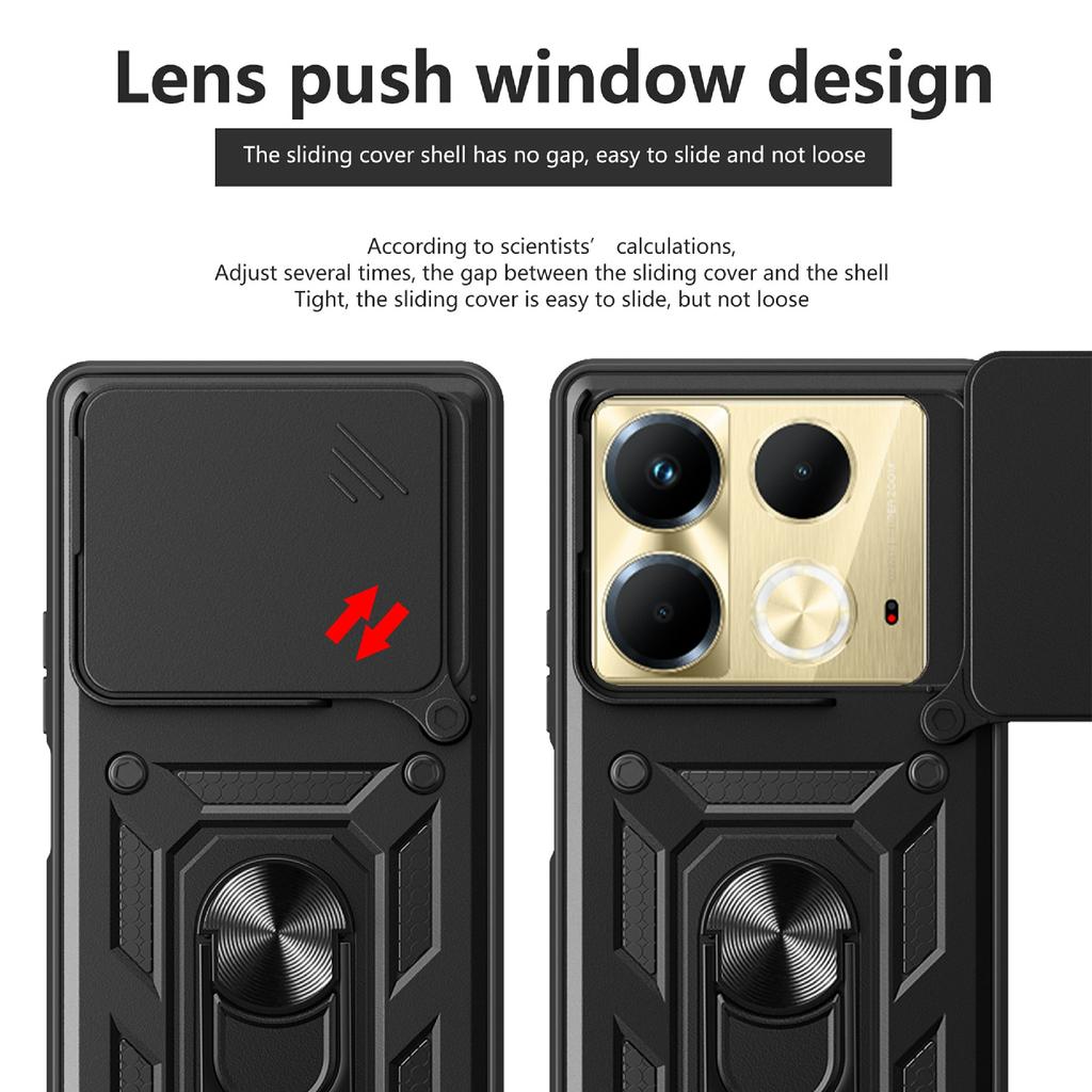 For Infinix Note 40 Cell Phone Case Slide Lens Guard Dust-Proof PC+TPU Phone Shell