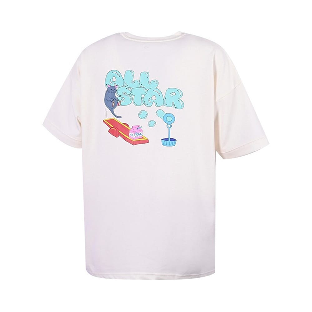 Converse T Shirts Women's White Crew Neck Moderate 10024363-A01