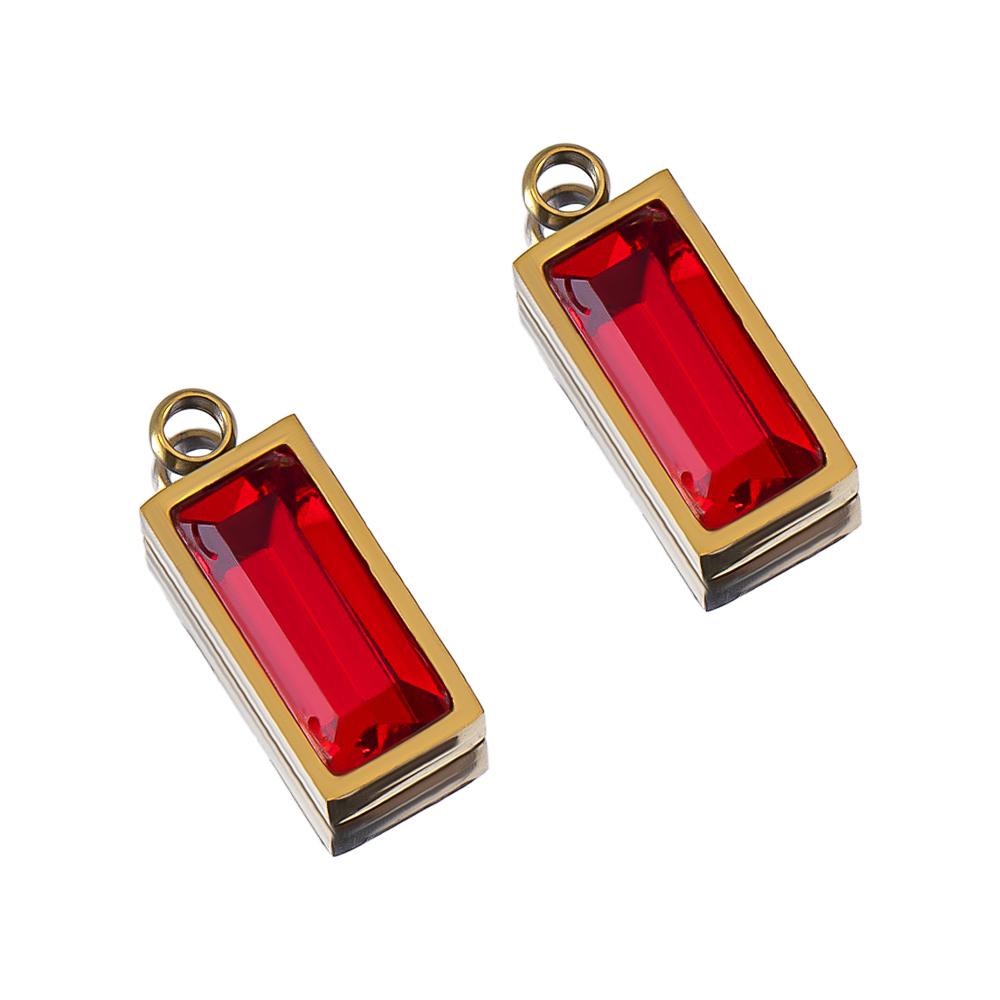 2pcs Luxury Zircon Birthstone Charm Stainless Steel PVD Gold Plated Pendant 4x10mm DIY Bracelet Necklace Jewelry Accessories