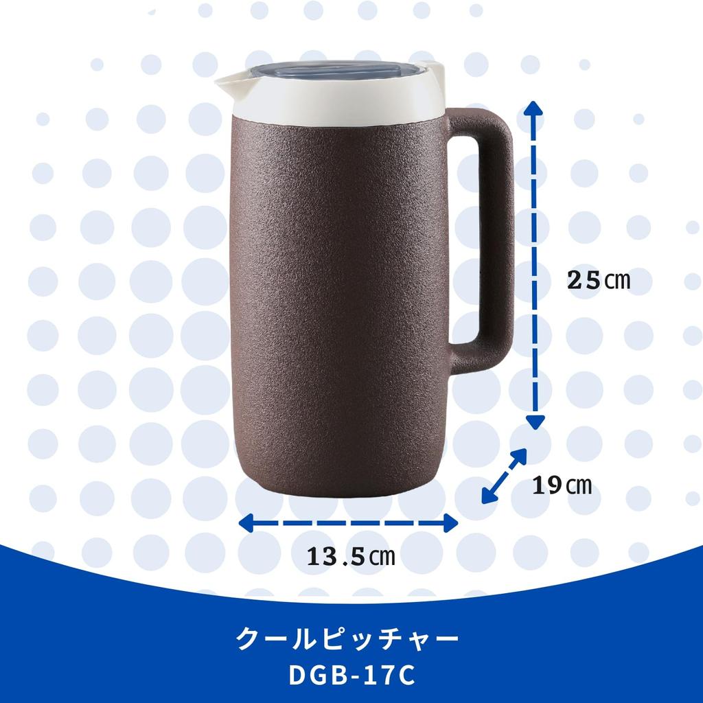 Zojirushi Mahobin Cool Pitcher Настольный диаметр 10 см Изолированная конструкция для холодного хранения Коричневый 1,7 л Прибл.. Неконденсирующийся DGB-17C-TA