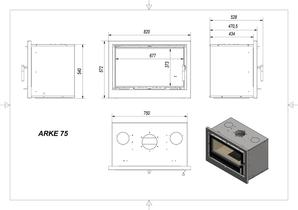 Fireplace cassette KRATKI ARKE 75 8 kW Ø 150