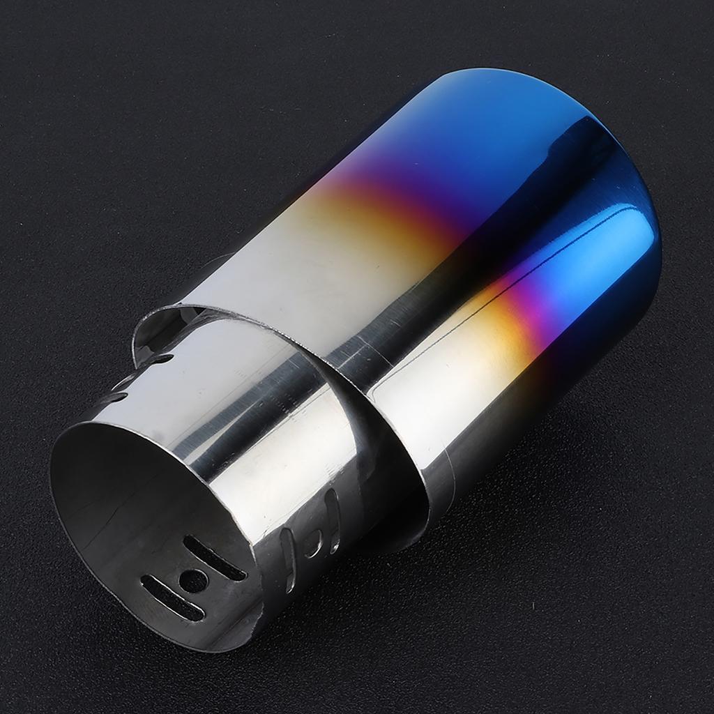 Stainless Steel Car Modified Exhaust Tip Muffler Pipe Rear Tail Throat Titanium Blue 62mm 2.4in