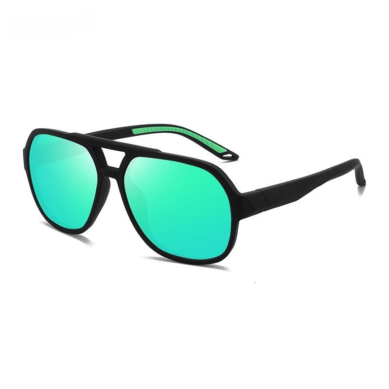 Retro Current Fashion Big Round Lenses Double-beam Frame Colored Temples Polarized UV Outdoor Driving Cycling Sports Sunglasses