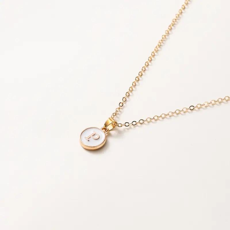 1pc Women Elegant and Exquisite O-chain 26 Letter Necklace Pendant, Golden Minimalist Necklace
