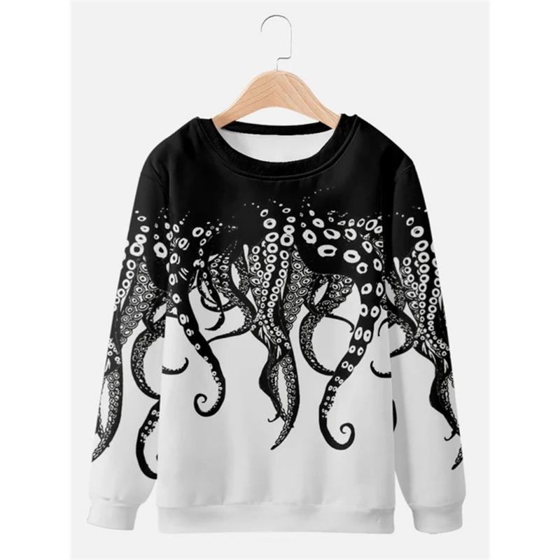 New Men's Animal Pattern Sweater Men Creative 3d Print Tentacle Graphic Long Sleeve Fashion Autumn Harajuku Sweater Oversize Top