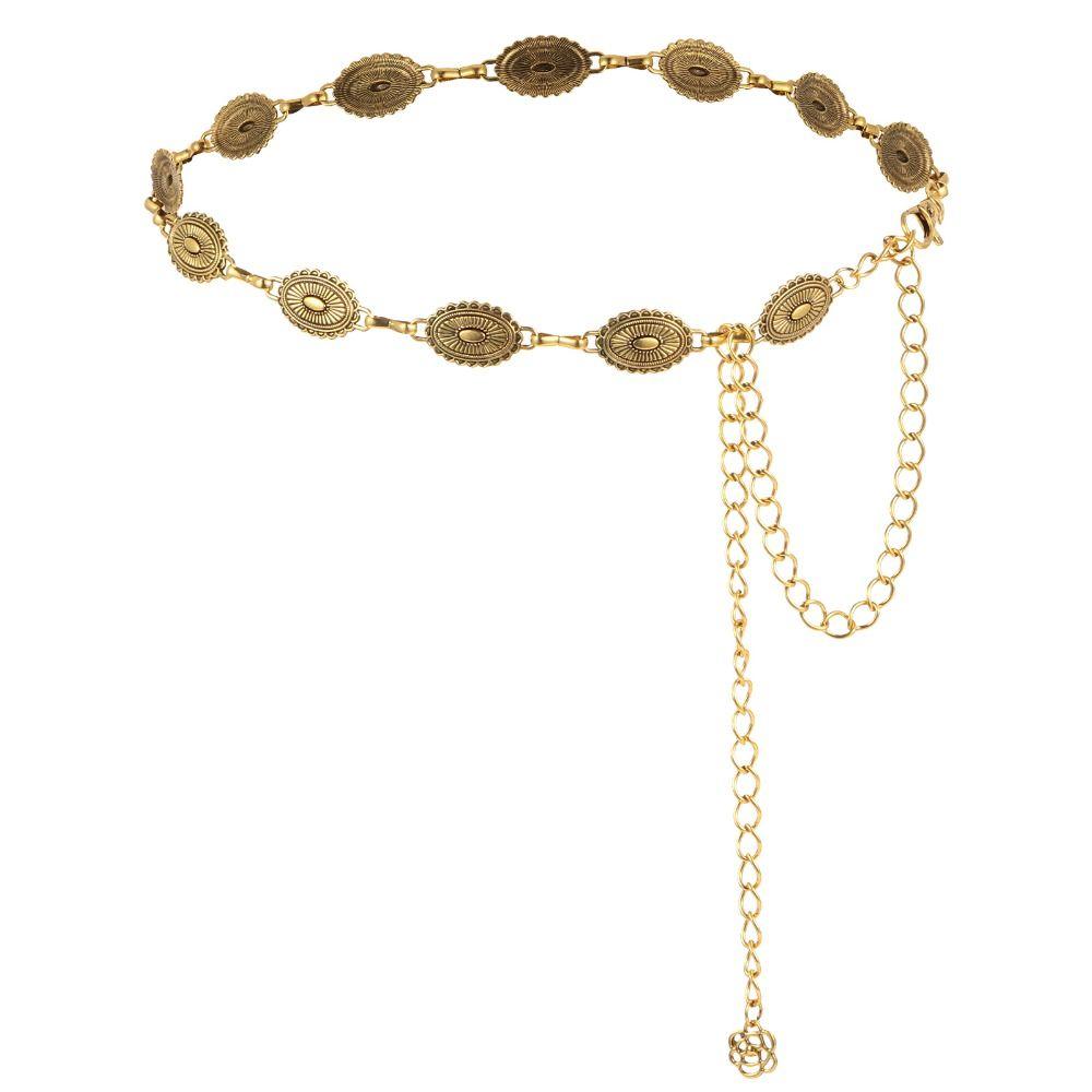 Adjustable Metal Waist Chain Belt Skinny Decorated Waist Belt Boho Chain Belt for Women