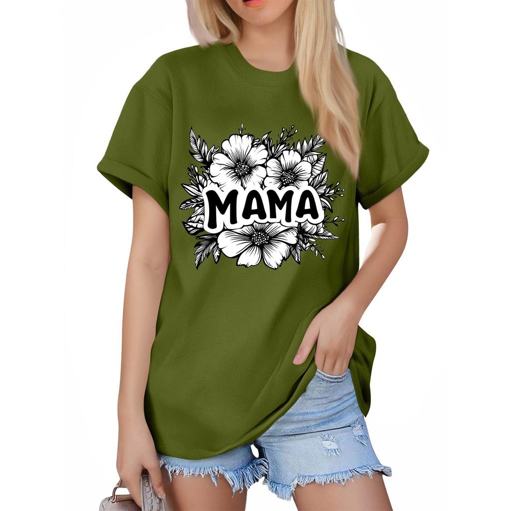 Женская модная футболка с круглым вырезом и коротким рукавом, повседневный топ с принтом ко Дню матери