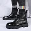 Модные мужские повседневные ботинки из натуральной кожи, черные модные туфли на платформе, вечерние банкетные платья, дизайнерские высокие ботинки, крутые мотоциклетные ботинки