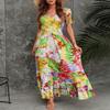 Женские летние платья-халат с принтом тай-дай в винтажном стиле на одно плечо без бретелек с длинной талией и большим свободным кроем