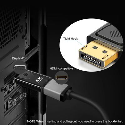 Адаптер-конвертер DisplayPort - HDMI с кабелем 4K Ultra HD/1080p DP (папа) - HDMI (мама) для передачи видео с ПК/ноутбука на телевизор