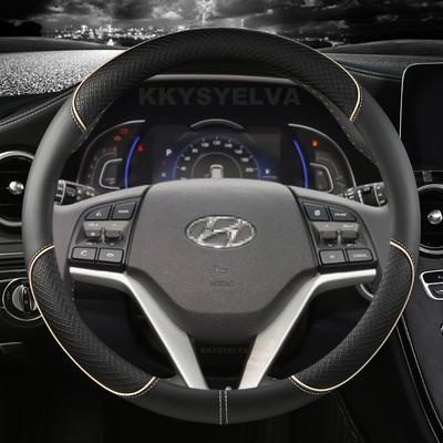 Кожаный чехол на руль автомобиля из микрофибры, Нескользящий 38 см 15 дюймов для Hyundai Tucson 3 2015 2016 2017 2018 Авто