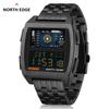 Men's Digital Watch Retro Industrial Metal Style Waterproof 50M Sport Watches For Men World Time