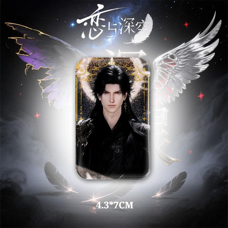 Game Love and Deepspace Sylus Xavier Zayne Rafayel Caleb Angel King Wings 4.3*7CM Rectangular Flash Badge Fan Collection Gifts