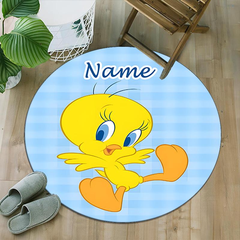 Customizable T-Tweety1 Round Non-Slip Carpet - Ideal for Garden, Picnic, Office, Perfect for Decoration, Suitable For All Seasons