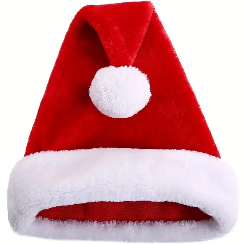 Christmas Hat, Santa Hat, Pack of 2, Red Christmas Party Hat, Christmas Hat, Plush, Thick Santa Hat for Children and Adults