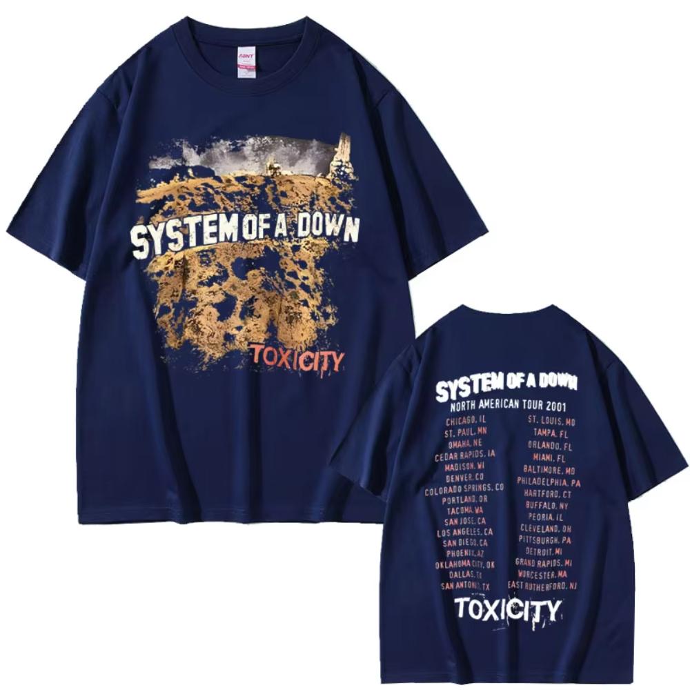 Винтажные Футболки Рок-Группы System of A Down Тур Toxicity Мужские Женские Готические Панк-Рок Футболки Летние Хип-Хоп Оверсайз Футболки