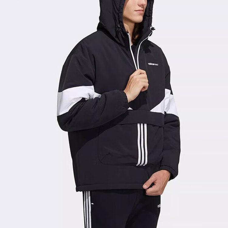 adidas Neo Color Block свободная куртка с длинным рукавом и капюшоном мужские куртки черные белые H45244