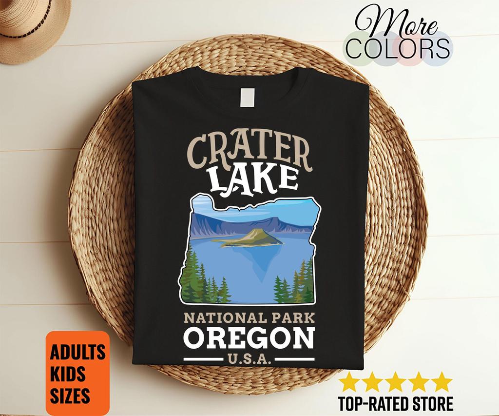 Crater Lake National Park US Oregon Vintage T-Shirt, USA Parks Lover Gifts, Adventure Outdoors, Camping Hiking, U.S Backcountry Travel,