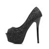 High Heels 12cm Women's Shoes Sequined Fish Mouth High Heels Women's Slim Heels Waterproof Platform High Heels Sexy Women's Shoes