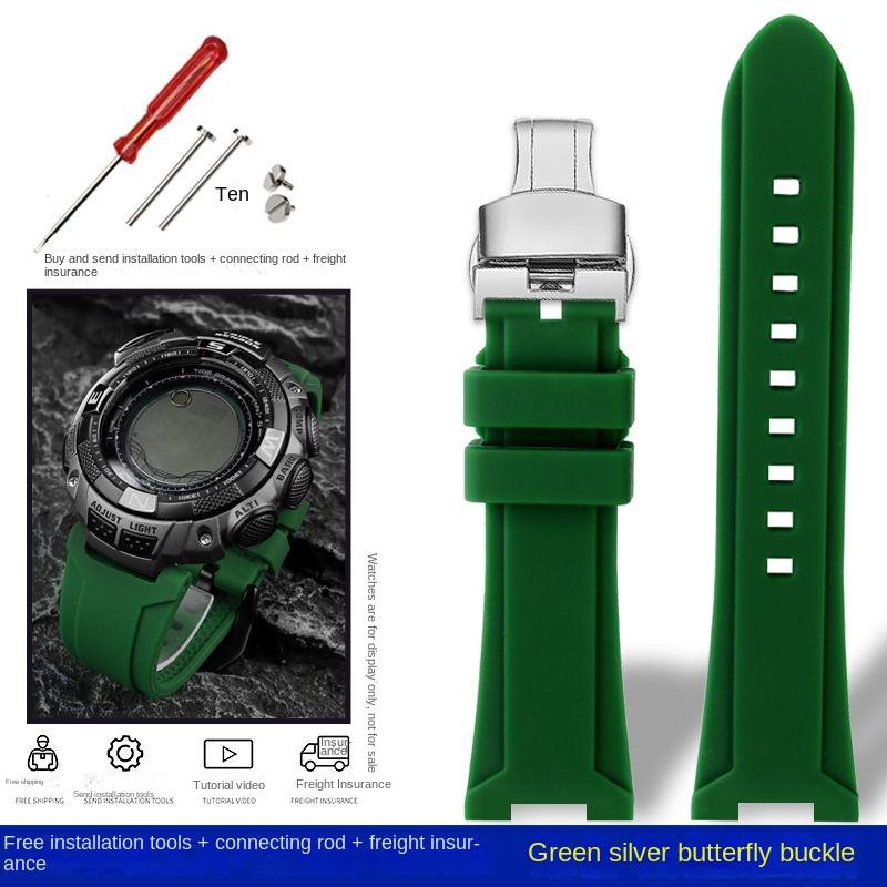 For Casio PRG-240 PRG-130Y/T PRW-1500 PRG-130 Resin Silicone Concave Rubber Watch Strap with Tools Sports Watchband Accessories