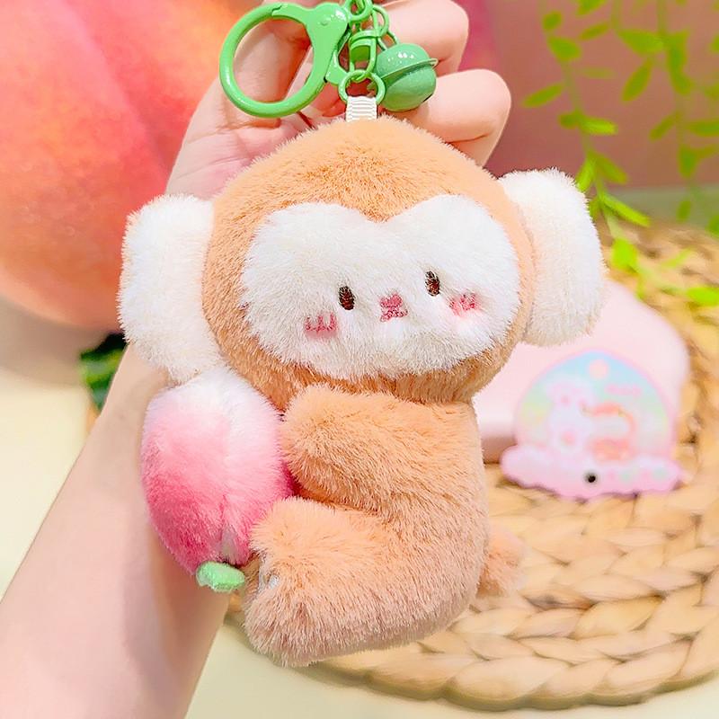 Rabbit Cute Monkey Plush Keychain Stretchable Design Children Collectors Gift
