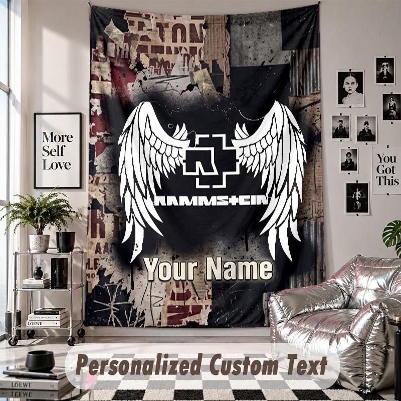 Wall Hanging Tapestry With Custom Name & Text, Rammstein Decorative Tapestry For Bedroom