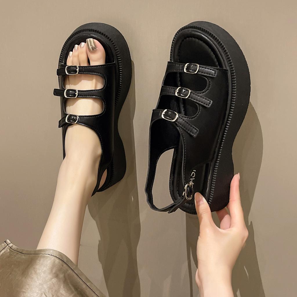 Модные босоножки для девочек 2025 года, новые ретро французские феи, ветер, пляжные, морские, дорожные босоножки на платформе