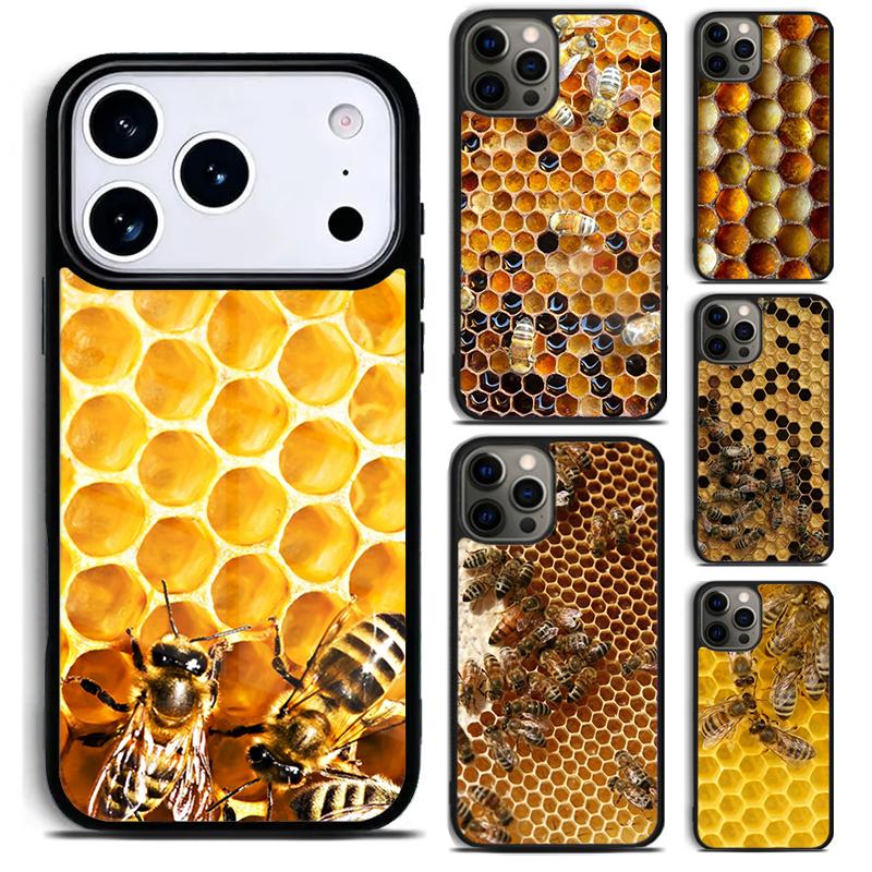 Чехол для телефона 'Пчела Соты Мед' для iPhone 17 16 15 14 13 12 11 Pro Max Plus 17Air Мягкий Силиконовый Чехол