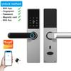 Tuya Wifi Электронный умный дверной замок с паролем, биометрическим отпечатком пальца, защитный дверной замок, защита от подглядывания, разблокировка без ключа