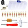 Tire Valve Core 33-piece Set, Insect Turner Screwdriver, Air Valve Wrench, Conversion Adapter, For