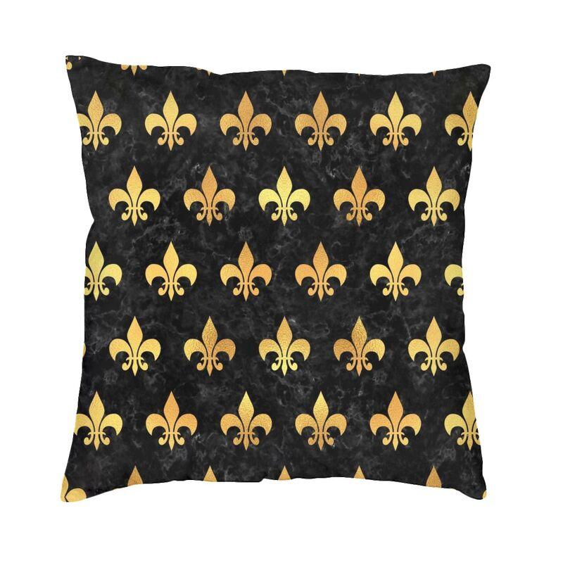 Роскошные Черно-Золотые Наволочки с Лилией (Fleur De Lis) Декор Милые Лилии Цветок Подушка для Стула Квадратная Наволочка