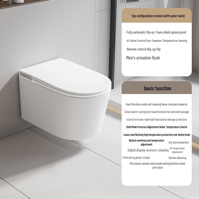Compact Wall-Hung AI Smart Bidet Toilet with Aroma Deodorizing and Hidden Cistern