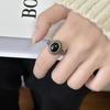 Korean Simple Ladies Ring Black Onyx Rings for Women 925 Sterling Silver Vintage Statement Ring Popular Wedding Jewelry