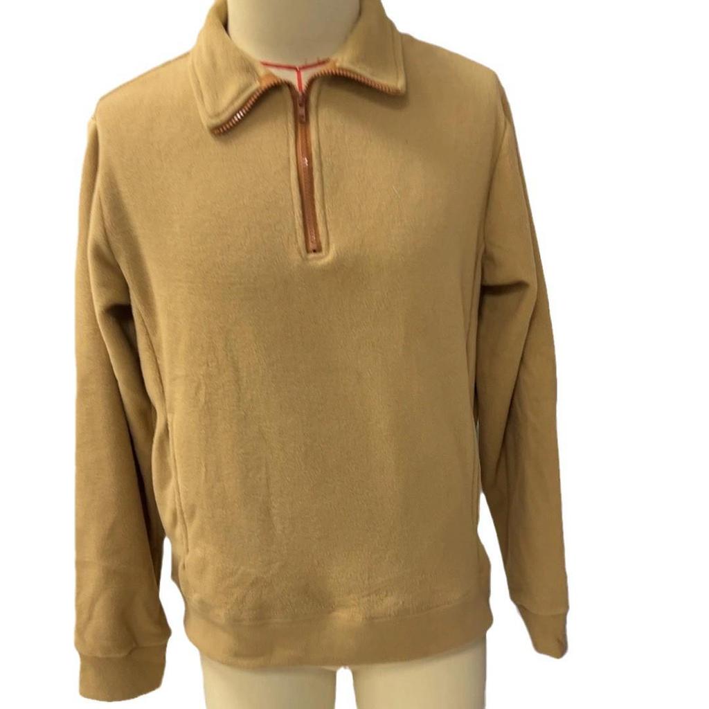 Men's Tactical Stand-Up Collar Half-Zip Long-Sleeve Polo Sweater.