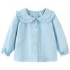 Girls' Sweet Lapel Long-Sleeved Cotton Shirt