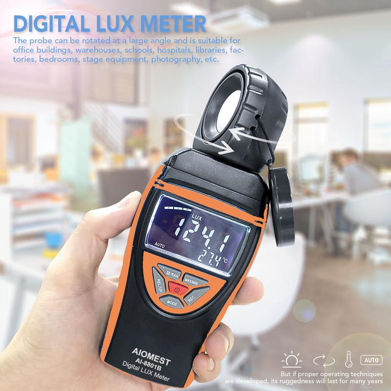 Digital illuminance meter,High accuracy and fast response,Light detector: used for light detection,LCD display,1-400,000Lux
