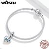 WOSTU 925 Sterling Silver Love Heart-shape Charm Pendant Santorini Castle Charming Scenery Beads for Original 3mm Bracelets & Necklaces DIY Jewelry