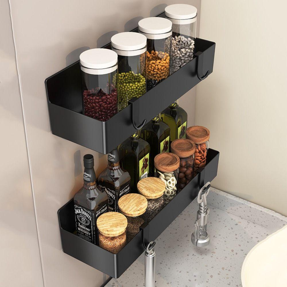 Wall Mounted Magnetic Spice Rack Large Capacity Kitchen Storage Shelves for Washing Machine