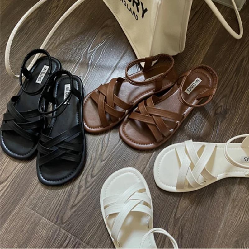 Модные женские сандалии, классические летние сандалии с ремешком на щиколотке, плоские туфли для женщин, мягкая подошва, сандалии женские, повседневная летняя обувь