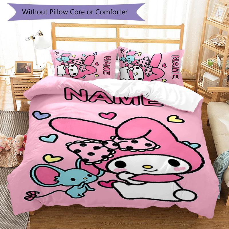 3pcs Melody2 Cover Set - Personalized Name, HD Printed Bedding with 1 Cover and 2 Pillowcases - Perfect for Home Decor, Easy Care