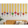 Handmade Artificial Marigold Fluffy Flowers Colorful Woolen Kite Hanging (42 Inches Height Approx.) (10)