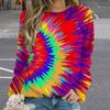 Spring and Autumn New European and American Personalized Tie Dyeing 3D Printing Fashion Trend Round Neck Long Sleeve Hoodie