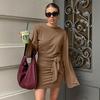 European And American New Waist Lace-Up Dress Spring And Summer Sexy Fashion High-Waisted A-Word Dress