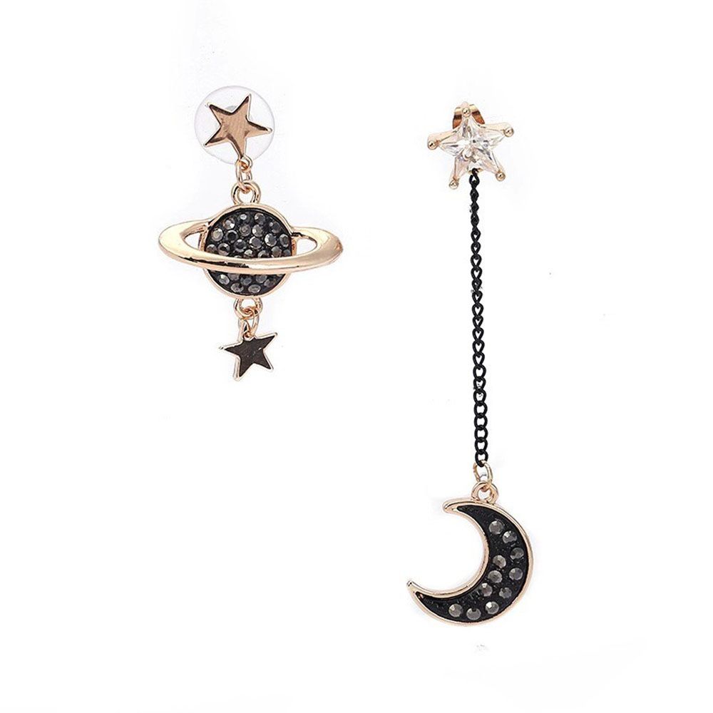 Personality Brincos Planet Black Star And Moon Drop Earrings Jewelry Dangle  Earrings Stud Earrings