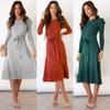 Mid-Length Knitted Dress Sweater Dress Bubble Long Sleeve Big Swing Dress Base Slimming High Waist