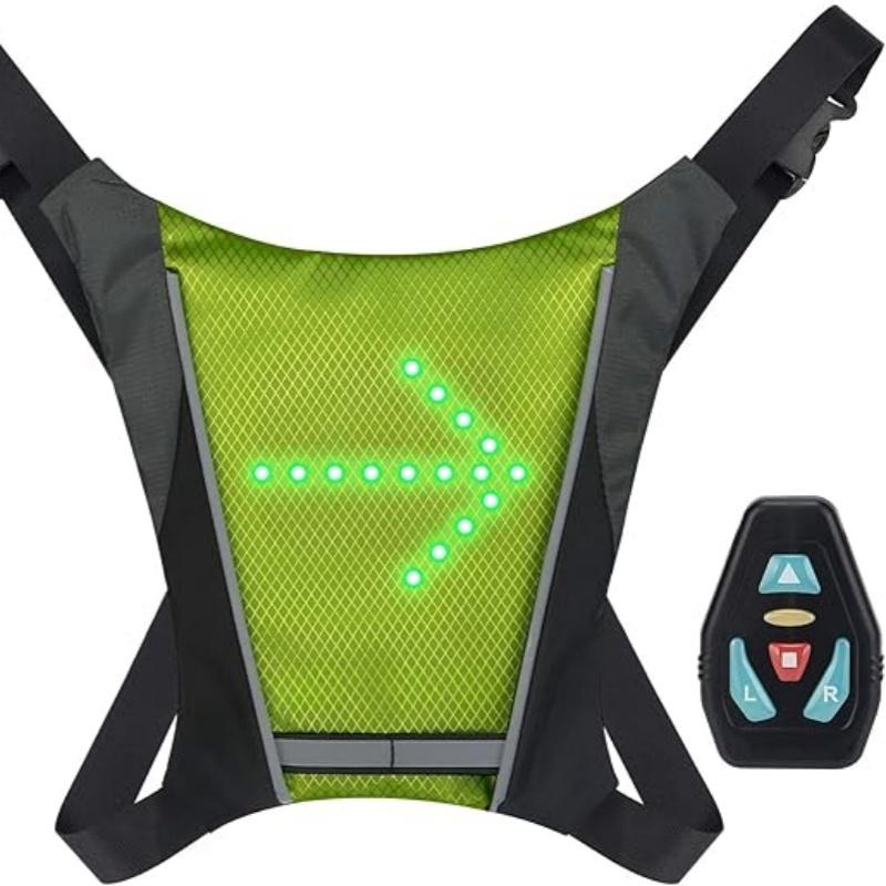 LED Cycling Vest, Reflective LED Vest with Turn Signals - Remote Control, Direction Lights, USB Charging, Easy To Install, Bicycle Safety Indicator