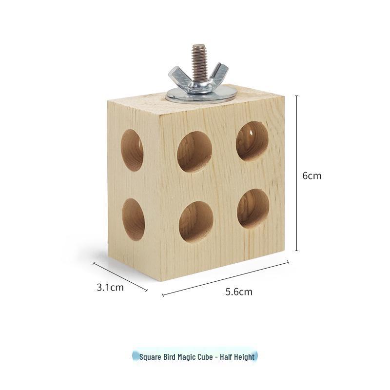 Wooden Parrot Chew Toy - Tree Hole Molar Stick Perch for Cockatiel Beak Grinding